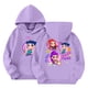 thumbnail image 1 of Moonsky Sudadera con capucha y cordón HUNTRX, estampado de grupo de chicas coreanas, jersey corto, suave y cómodo, top de manga larga para primavera y otoño. Morado claro 110, 1 of 5