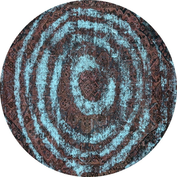 Ahgly Company Indoor Round Abstract Light Blue Modern Area Rugs, 4' Round