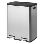 EKO Essential Kitchen Trash Can, 16 Gallon Stainless Steel Recycling Garbage Bin, Silver with Sample Trash Bags Included