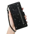 thumbnail image 5 of Compatible with Samsung Galaxy Z Fold 7 Wallet Case,Glitter Sparkly Bling PU Leather Zipper Pocket with Credit Card Holder Slots Shockproof Magnetic Clasp Flip Stand Phone Case,Black, 5 of 10