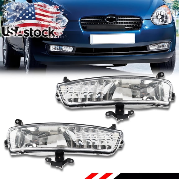 2PCS Clear Lens Front Bumper Driving Light Fog Lights with Halogen bulbs For 2006 2007 2008 2009 2010 2011 Hyundai Accent