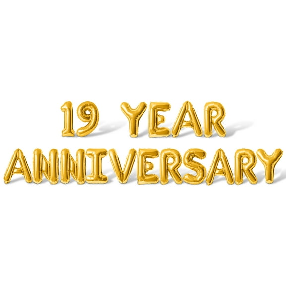Letter Balloons - 19 YEAR ANNIVERSARY 16" Inch Alphabet Letters Foil Mylar Balloon 19th Anniversary Party Banner (Gold)
