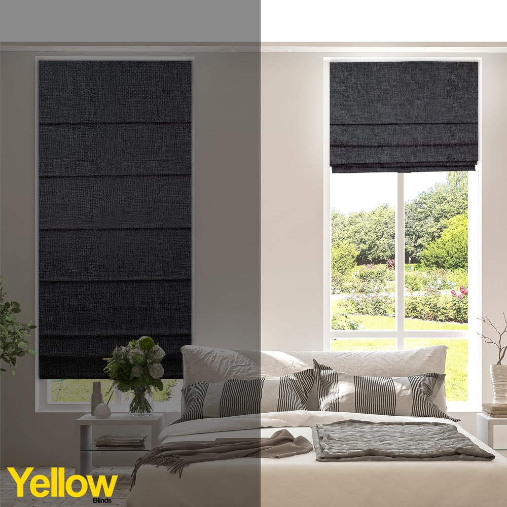 Yellow Blinds Cordless Blackout Roman Shade, Lexington Pebble - 29"W X 72"H