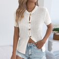 thumbnail image 2 of Womens Short Sleeve Button Down Sweater Cardigan Shirts Ribbed Slim Fit Cardigan Blouses Dressy Casual Spring Summer Wear, 2 of 5