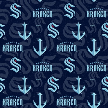 Seattle Kraken Cotton Fabric with Tone on Tone Print and Matching Solid Cotton Fabrics