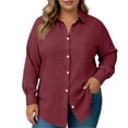 thumbnail image 1 of TaTaai Women's Plus Size Casual Shirt, Short Sleeve Button Down with Notch Collar, Patch Pocket Blouse for Everyday Wear Gift, 1 of 6