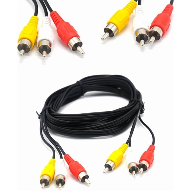 Cable compuesto de audio/video RCA de 3 metros (10 pies) para DVD/VCR/SAT, conectores amarillos/blancos/rojos, 3 machos a 3 machos.