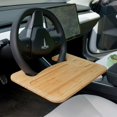 thumbnail image 1 of Bamboo Double-Sided Steering Wheel Tray with Storage Bag, Smooth Finish Steering Wheel Desk for Laptop, iPad or Notebook, 1 of 5