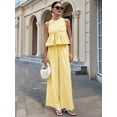 thumbnail image 3 of Women'S 2 Piece Gingham Set Summer Outfits Ruffle Tank Top and Wide Leg Pants Matching Lounge Set Yellow XL, 3 of 8