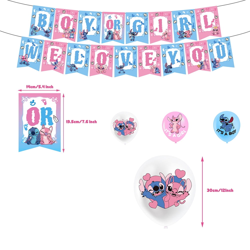 Gender Reveal Decorations Party Supplies Boy or Girl Gender Reveal Banner Balloons, Cupcake Toppers, Backdrop for Baby Shower Pink and Blue Party Decorations
