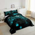 thumbnail image 3 of Manfei Gaming Full Size Comforter Sets,Geometry Plaid Bedding Comforter Set,Gradent Cyan Black Bedding Sets For Boy,Microfiber Room Decor Reversible,3-Piece, 3 of 8