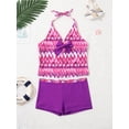 thumbnail image 4 of MSemis Kids Girls Swimsuit Printed Halter Tank Top with Boyshort Bikinis Set, 4 of 5