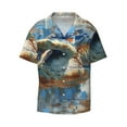 thumbnail image 3 of Cauagu Abstract Sea Turtle Men's Short Sleeve Button Down Hawaiian Shirt for Men Bowling Shirts Casual Summer Beach Shirt,X-Large, 3 of 6