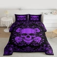 thumbnail image 2 of jejeloiu Rustic Flowers Bedding Comforter Set,Gothic Skeleton Twin Comforter Sets,Purple Black Bedding Set For Boys Kids,Ultra Soft Home Decor Reversible,2 Pieces, 2 of 8