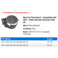 thumbnail image 2 of Mass Air Flow Sensor - Compatible with 2001 - 2006 Chevy Silverado 2500 HD 2002 2003 2004 2005, 2 of 2