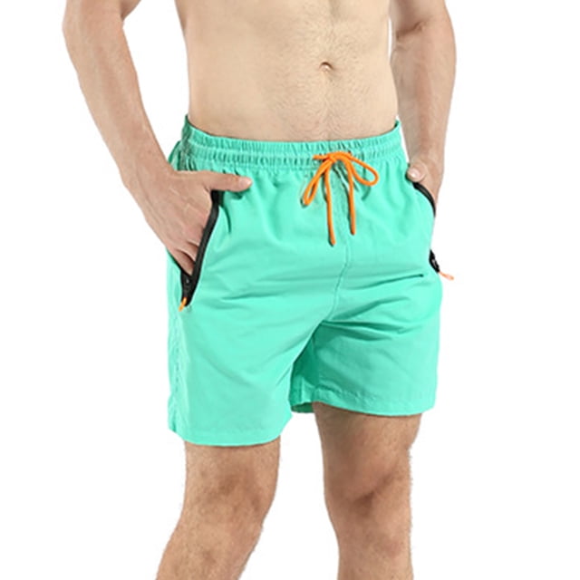 Pantalones cortos verdes Pantalones de playa Bolsillos impermeables con cremallera Pantalones de surf para hombre Pantalones cortos transpirables