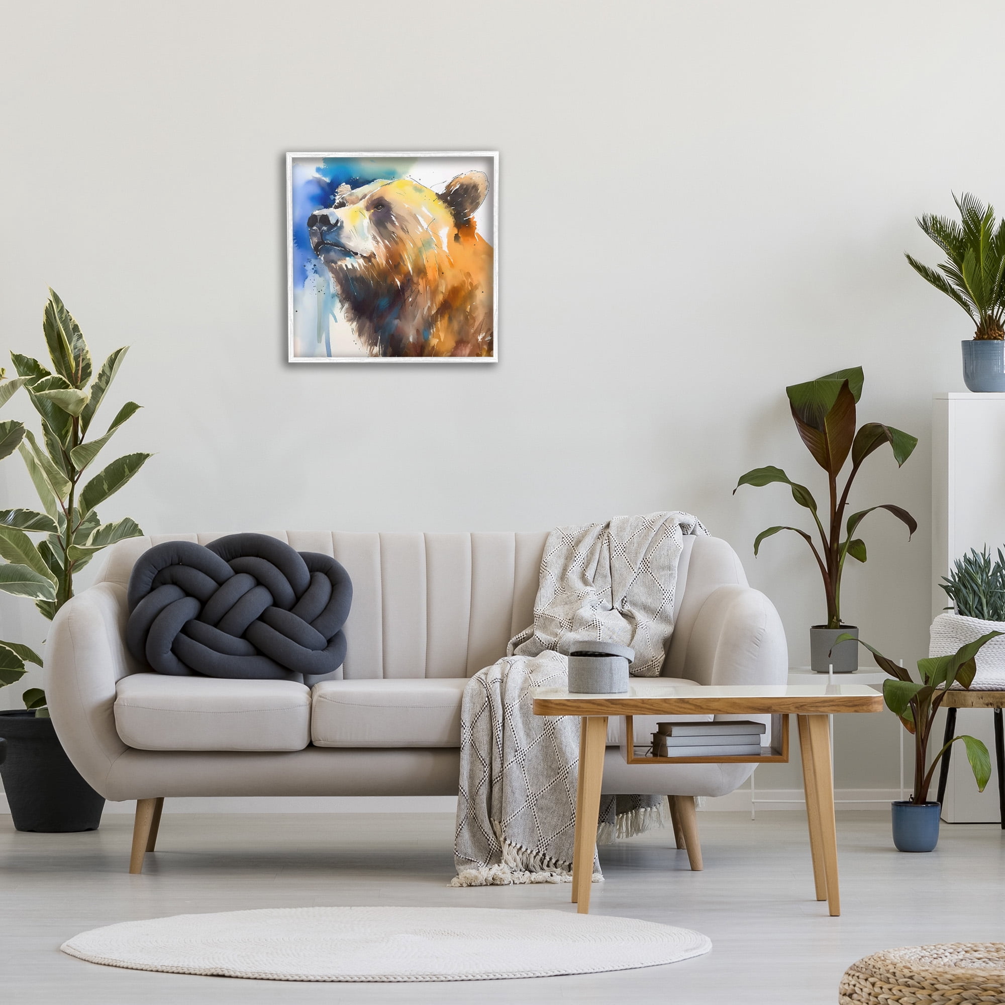 Stupell Industries Abstract Watercolor Bear Animals & Insects Painting White Framed Art Print Wall Art, 24 x 24