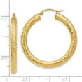 thumbnail image 2 of 10k Solid Yellow Gold Sparkle-Cut 4mm Round Hoop Earrings 35mm Long 4mm Thick Hoop Earring for Women, 2 of 2