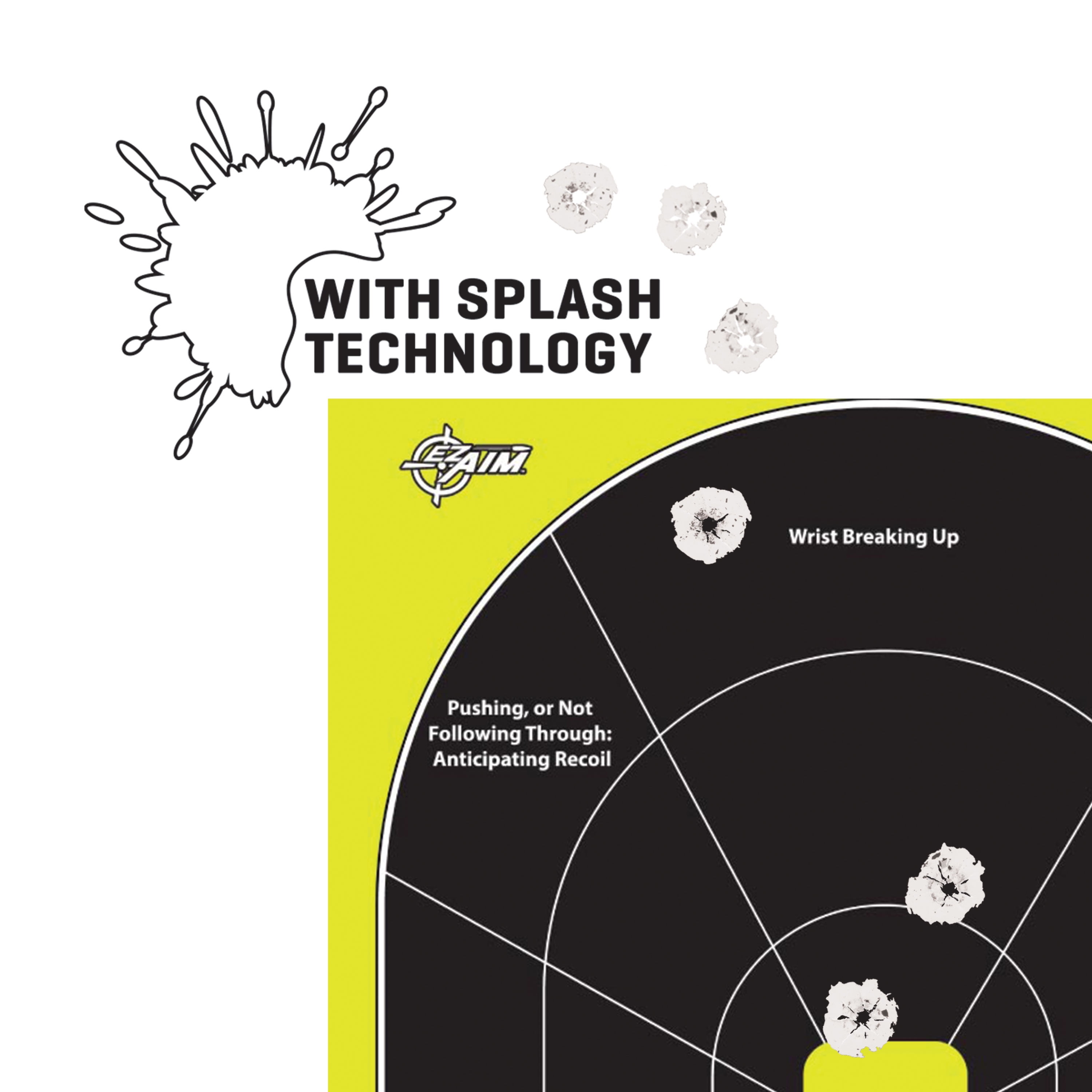 Ez Aim Splash Paper Shooting Targets, 12.5"W x 18.25"H, 30-Pack, Black