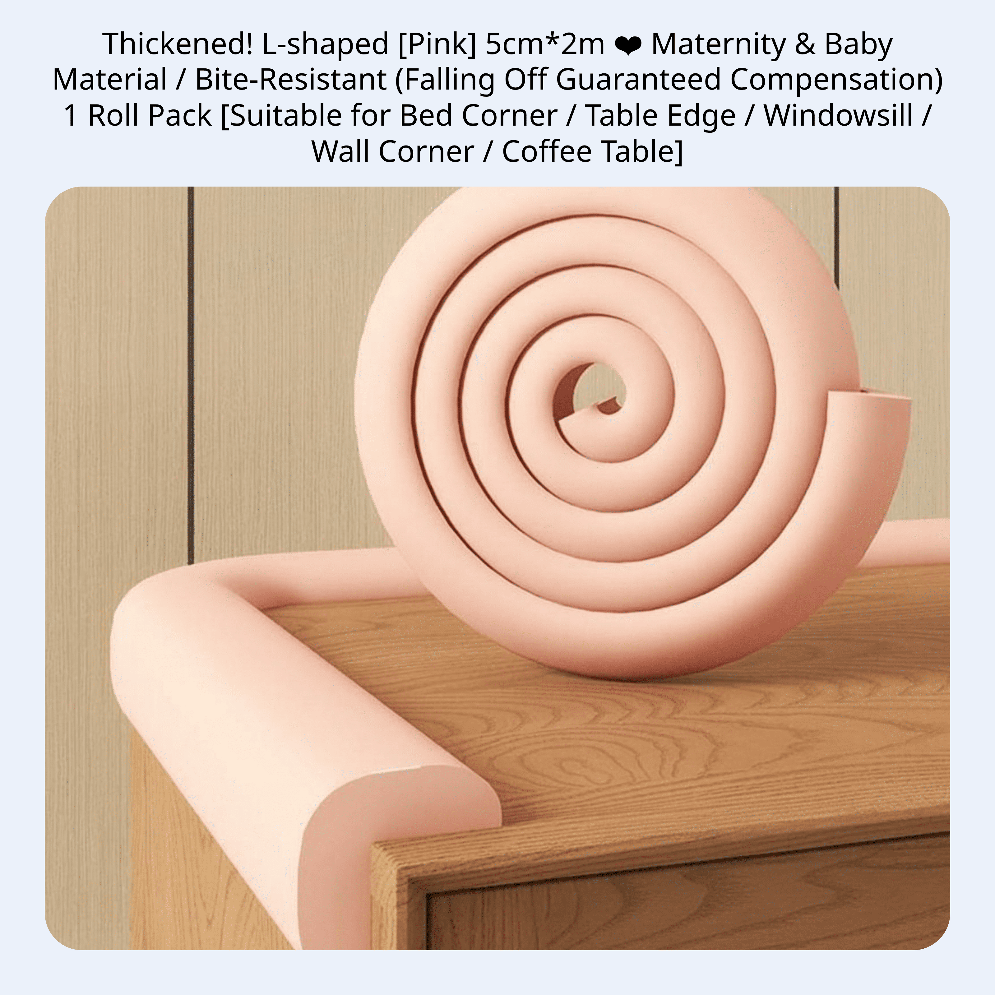 Tnarru Infant Edge Protector, NBR Foam Corner Guard, L-Shaped Strip Pink