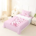 thumbnail image 3 of Erosebridal Pink Bow Letter V Twin Sheet Sets for Girls Women, Cute Buffalo Ribbon Bedding, 3pcs, 3 of 6