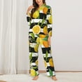 thumbnail image 3 of Junzan Orange And Lemon Print Womens Pajama Sets,Long Sleeve Button Down For Women Pjs 2 Piece, 3 of 9