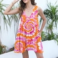 thumbnail image 3 of Viikei Women's Plus Size Maxi Dress,Women's Tie Printed Casual Loose Pleated Sleeveless V-neck Dress with Pockets Multicolor XL, 3 of 6