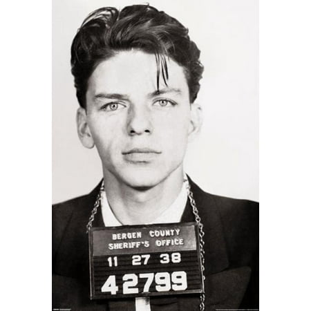 Frank Sinatra Singer Actor B&W Mugshot Poster 24x36