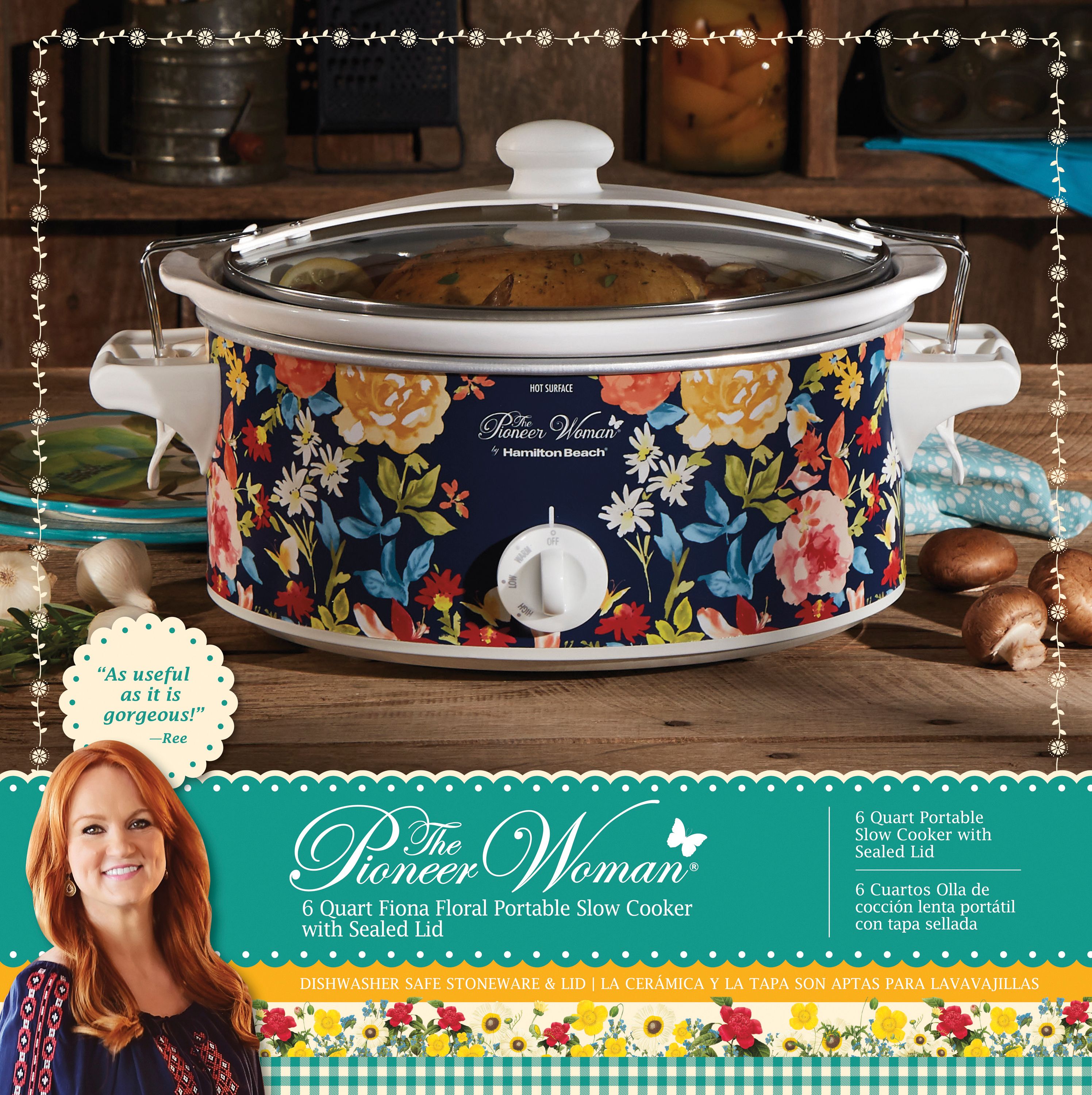 Pioneer Woman 6 Quart Portable Slow Cooker Fiona Floral | Model# 33066 By Hamilton Beach - image 4 of 12