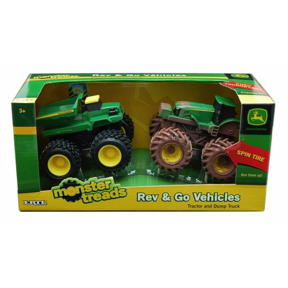 Rev & Go Tractor and Dump Truck Set, Green - Tomy ERTL Monster Treads 46198A