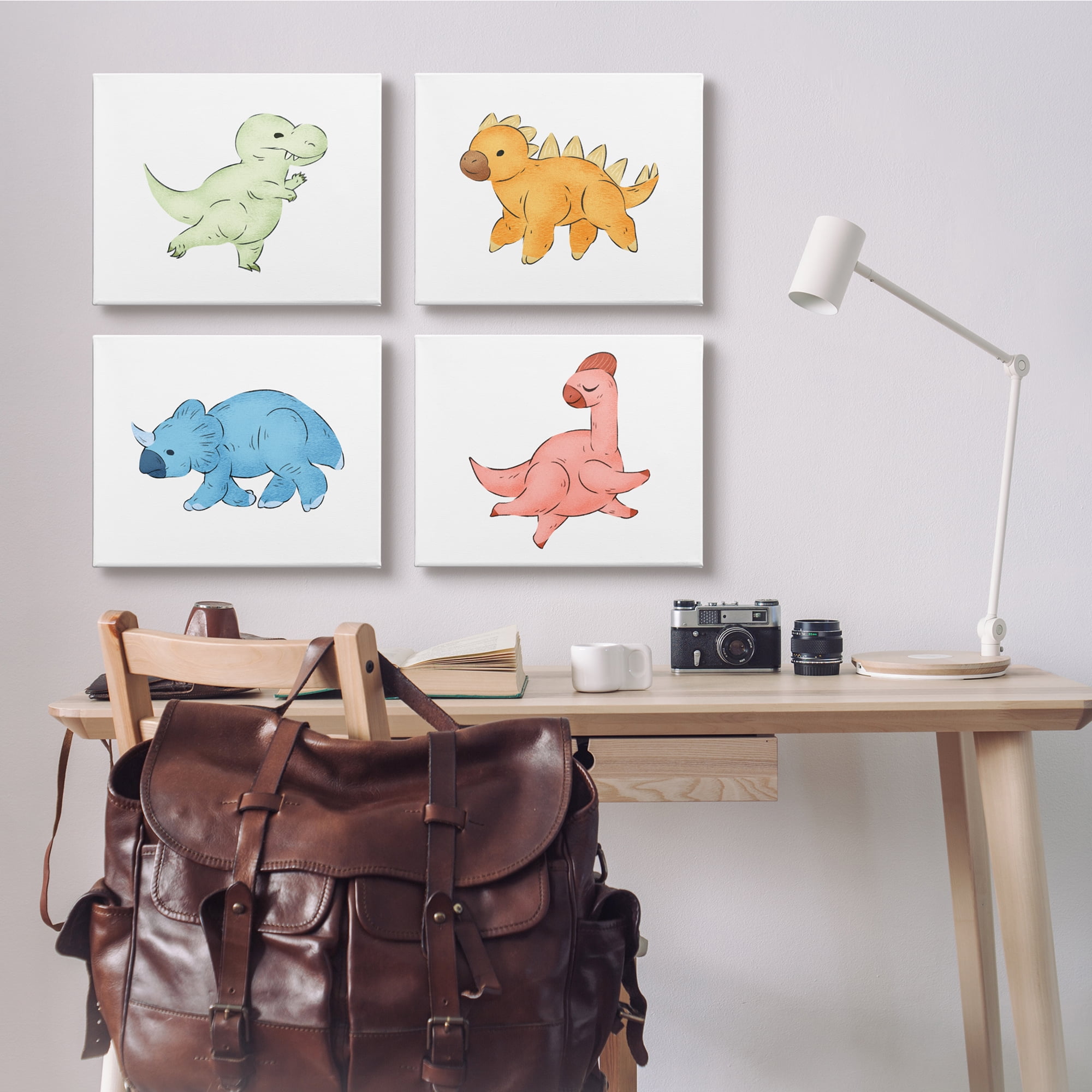 Stupell Indtries Fun Baby Dinosaurs Cute T-Rex Children's Prehistoric Reptiles,20 x 16,Design by Ziwei Li