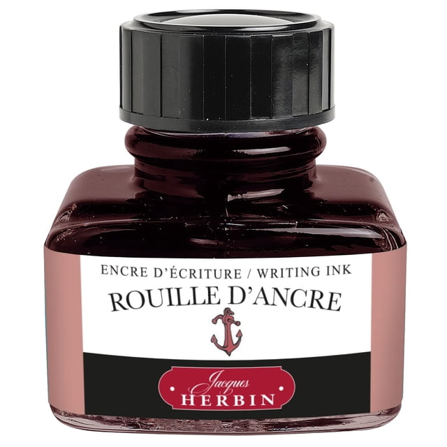 Jacques Herbin - Ref 13058T - Encre pour Stylos Plume & Roller - Rouille d'Ancre - Flacon de 30ml avec Repose-Stylo Intégré