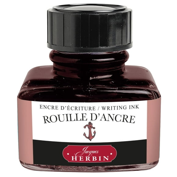 Jacques Herbin - Ref 13058T - Ink for Fountain Pens & Rollerball Pens - Rouille d\'Ancre - 30ml Bottle with Integrated Pen Rest