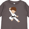 thumbnail image 4 of Inktastic Cute Boy, Brown Hair, Black Belt, Karate Pose Boys Long Sleeve Toddler T-Shirt, 4 of 5