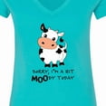 thumbnail image 4 of Inktastic Sorry, I'm a Bit Moody Today Cute Cow Pun Women's V-Neck T-Shirt, 4 of 5