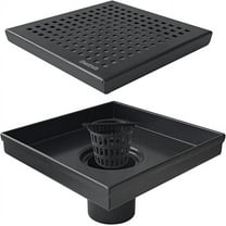 Neodrain 6-Inch Square Shower Drain with Removable Quadrato Pattern Grate,Brushed 304 Stainless Steel, with Watermark&CUPC Certified,Black