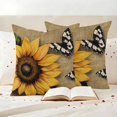 thumbnail image 3 of Sunflower Outdoor Waterproof Pillow Covers, Vintage Summer Floral Butterfly Rustic Decorative Square Throw Pillowcase Sofa Cushion Sham for Patio/Couch/Chair, 26"x26" 2 Pack, 3 of 8