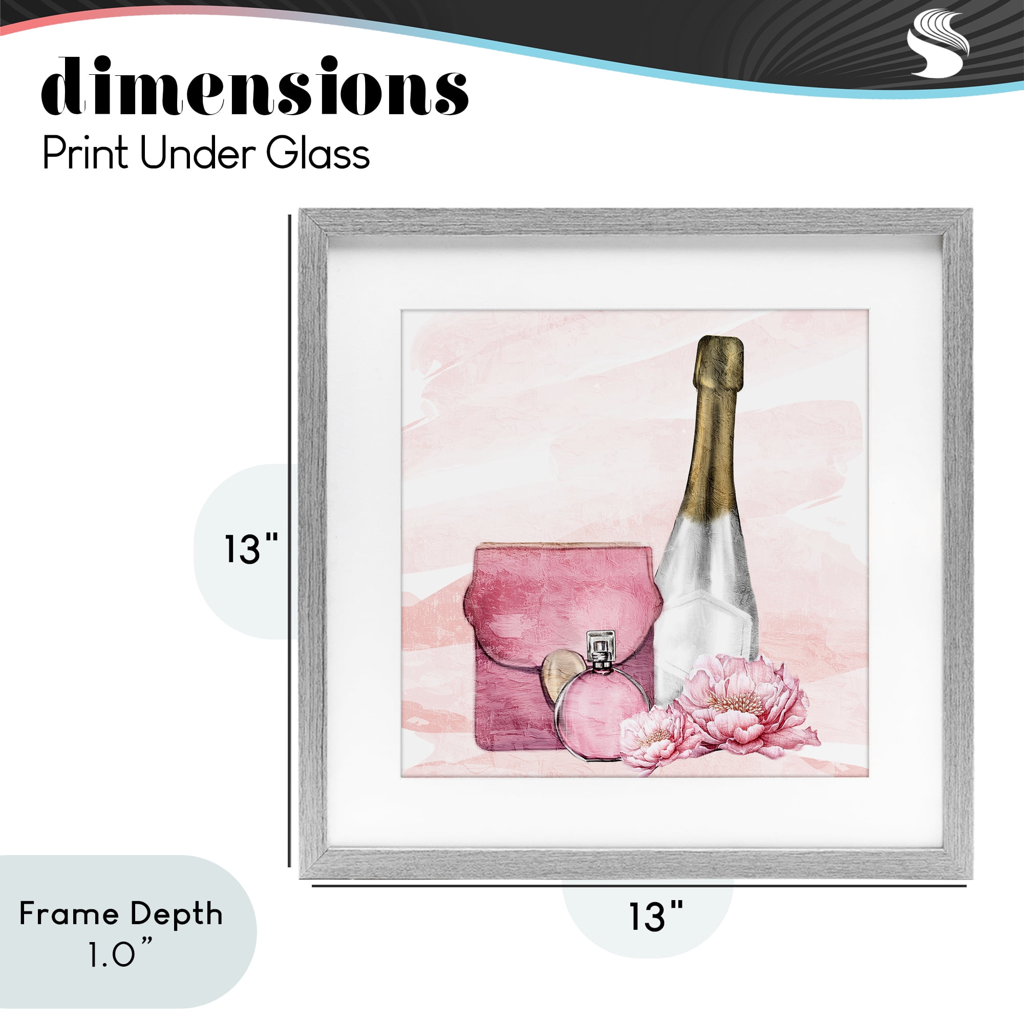 Stupell Industries Glam Time Champagne Gray Framed Print Under Glass, design by Kim Allen
