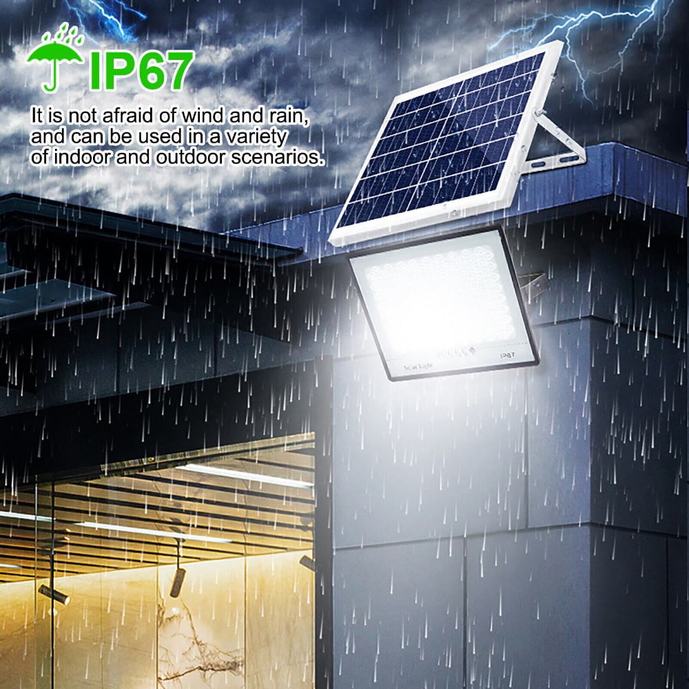 EROCK Outdoor Waterproof Flood Light Solar Dusk Dawn LED Road Lamp+Solar Panel+Remote