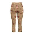 thumbnail image 5 of SCRAWLGOD Christmas Elk Candy Cane Brown Women's High Waisted Capri with Pockets Buttery Tummy Control Yoga Leggings Stretch Breathable Workout Athletic Running Yoga Cycling, S, 5 of 7