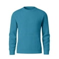 thumbnail image 6 of Domuza Crew Neck Sweaters Men Long Sleeve Ribbed Textured Knitt Sweaters Fall Winter Thermal Trendy Regular Fit Solid Color Pullover Sky Blue M, 6 of 6