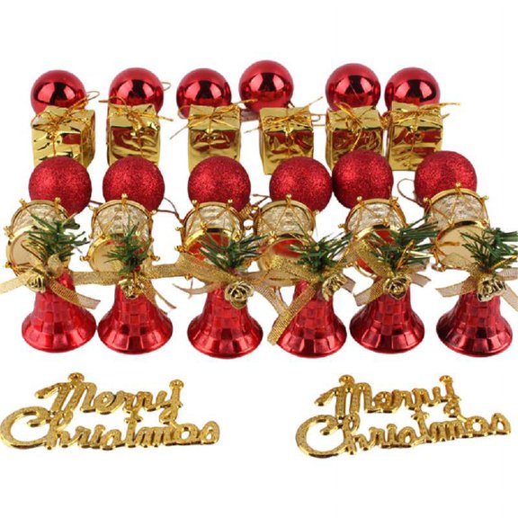 32Pcs Christmas Tree Ornaments Assorted Pendant Glitter Small Shatterproof Ball Hanging Baubles Set with Gift Box Xmas Holiday Party Decoration