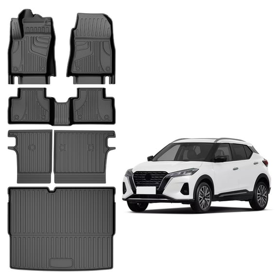 DIKSOAKR Full Set Floor Mats & Cargo Liner & Rear Seat Back Mats fit for Nissan Kicks 2025 SUV Custom Fit All Weather 3D Protection Heavy Duty Floor Mats Car Accessories