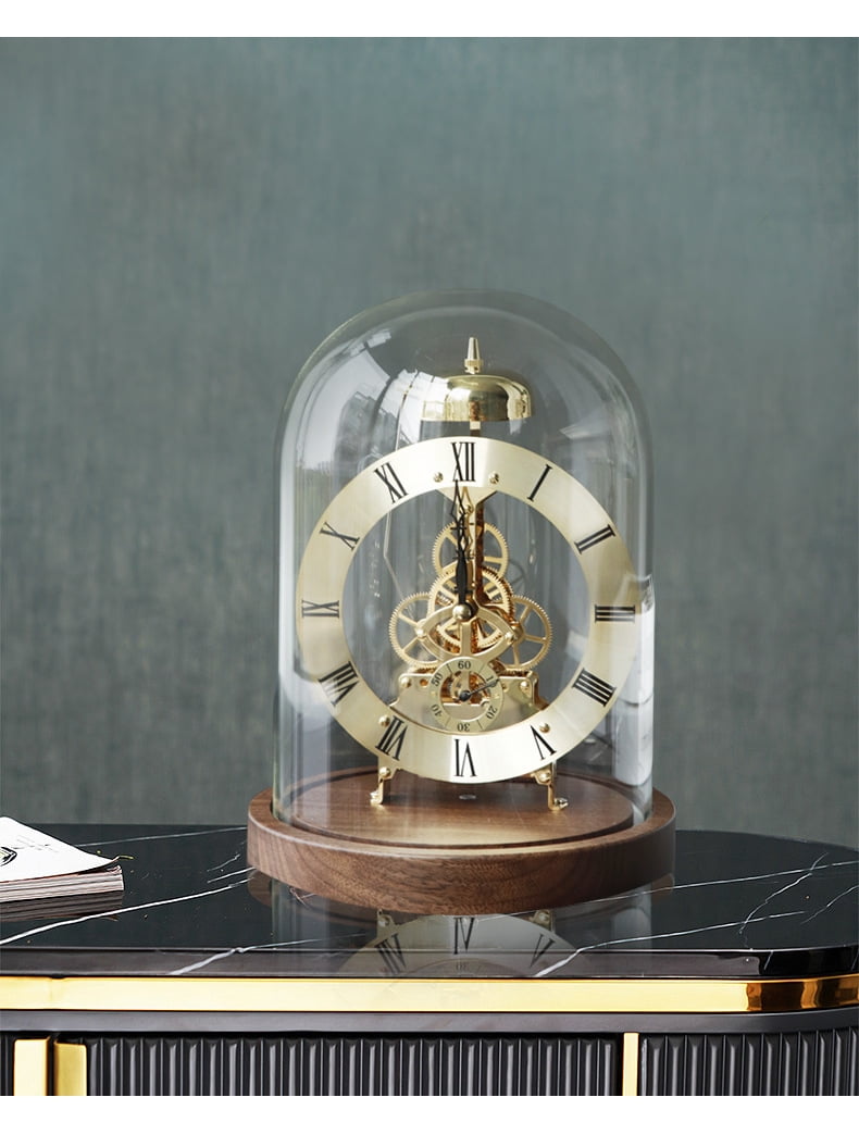 Black Walnut Wood Smart Night Light & Alarm Clock - Voice Activated LED Bedside Lamp, Retro Mechanical Design with Warm Lighting, Ideal Home Decor Gift,Golden