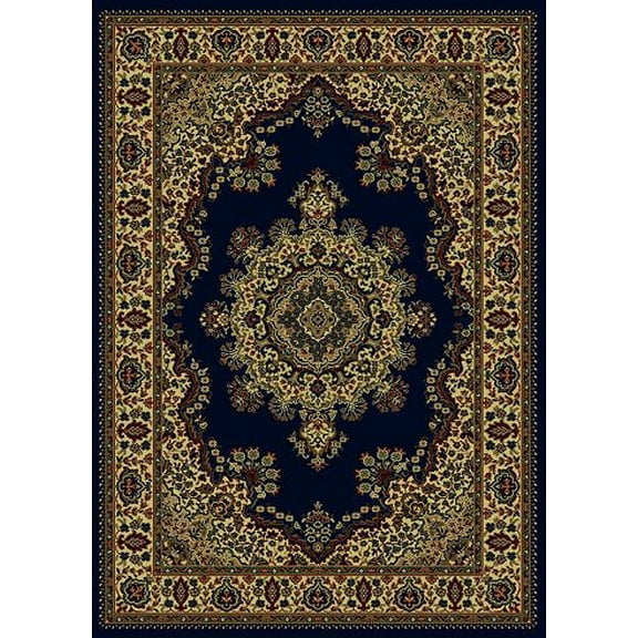 Vitaly Mesopotamia Area Rug 1191 Navy Blue Medallion Floral 5' 5" x 7' 7" Rectangle