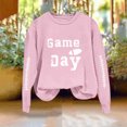 thumbnail image 3 of Uootdi Game Day Womens Sweatshirts Crew Neck Long Sleeve Letter Print Sweatshirt for Women Loose Fit Dressy Womens Tops, 3 of 9