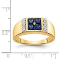 thumbnail image 3 of 14K Yellow Gold Ring Band Men's Sapphire Lab Created Square Blue Diamond Round, Size 9, 3 of 3