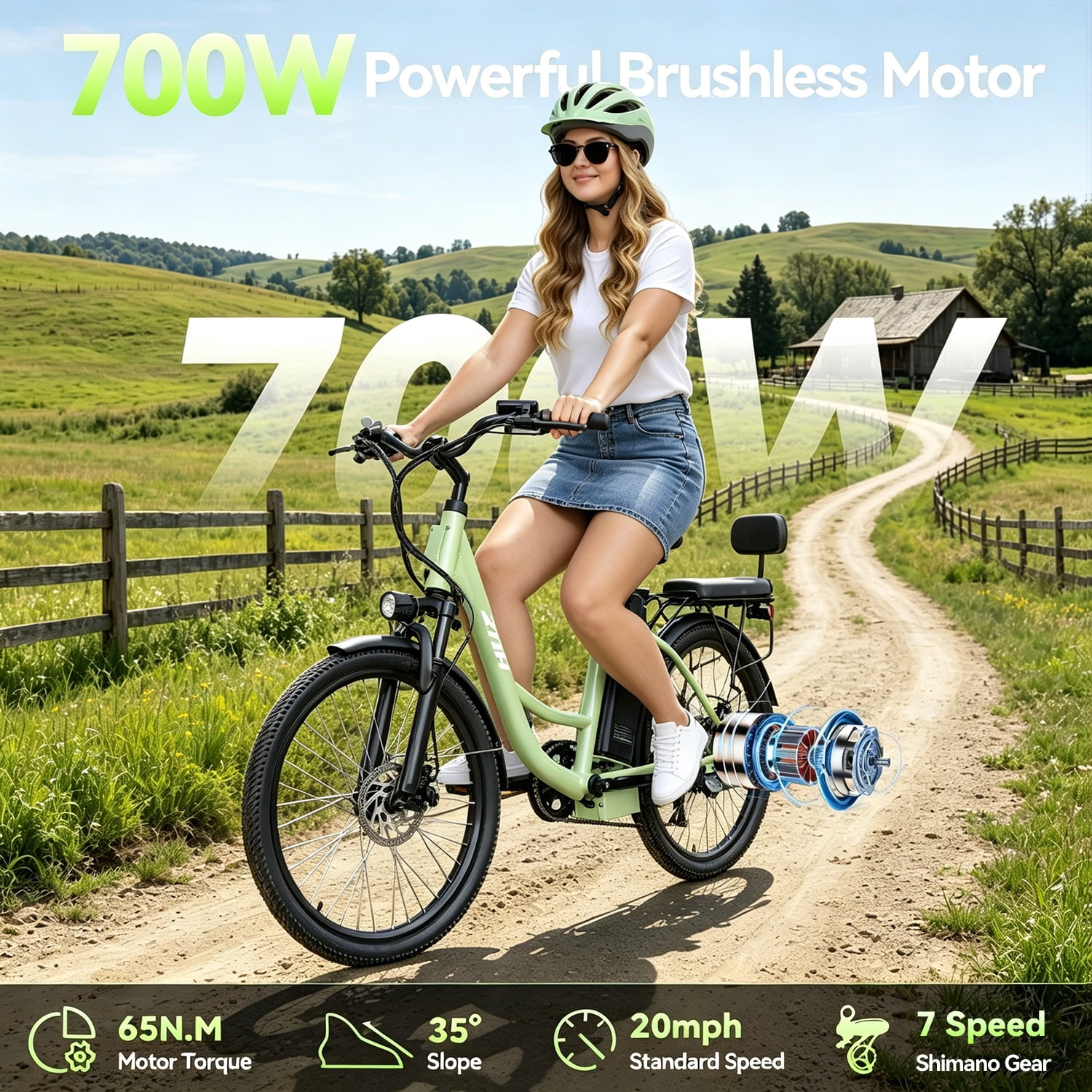 ZNH 24" Electric Bike for Adults 16+, 700W Motor Ebike with 48V 13Ah Battery, 20MPH Max Speed, UL2849 Certified, Recreational Use Only