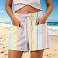 thumbnail image 2 of Jerdar Women's Casual Shorts Striped High Waisted Summer Beach Cover Up Shorts with Pockets L, 2 of 6