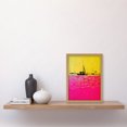 thumbnail image 2 of Modern Abstract Seaside Port With Colour Blocking Yellow and Hot Pink Artwork Framed Wall Art Print A4, 2 of 4